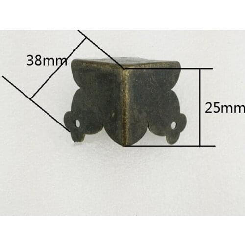 Luggage Case Box Corner Brackets Decorative Corner For Furniture Decoration Triangular 6 Holes,Bronze Tone Color,38*25mm,2Pcs