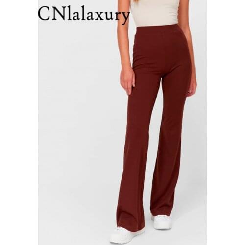 CNlalaxury Za Pants Women 2020 Fashion Solid Casual Black Flared Pants Vintage High Waist Slim Female Trousers Mujer Pantalones