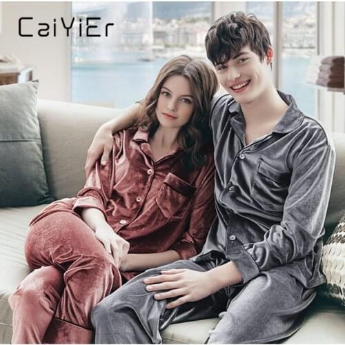CAIYIER Winter Pajamas for Lovers Long Sleeves+Long Pants Velour Intimate Lingerie Women Velvet Suit Plus Size 4XL 5XL Nightwear