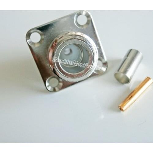 1Pcs N Female Jack Flange 4 Hole Crimp RG58 RG142 LMR195 RG400 Coaxial Connector