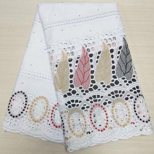 2021 High Quality African Lace Fabric Embroidery Swiss French Tulle Pure Cotton 2.5yards Wedding Party Dress Guipure