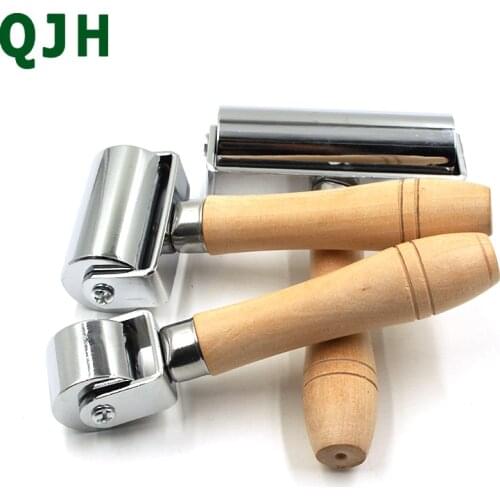 QJH NEW Stainless Steel Flat Pressure Roller Leather Blank Holder Device Hand Push Roller Hand DIY Leather Tools