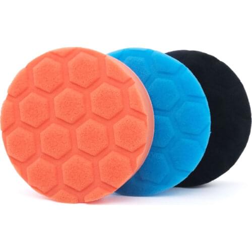4 Inch 3Pcs 105mm Buffing Sponge Polishing Disc Hexagonal Design Foam Abrasive Pad For Car Polisher Sanding Buffing Waxing