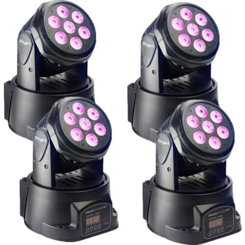 4pcs/lot 7x12W LED Moving Head Light/RGBW 4in1 Mini Wash Effect Stage Lights/DMX512 Auto Sound Control Wash Beam DJ Spot Lightin