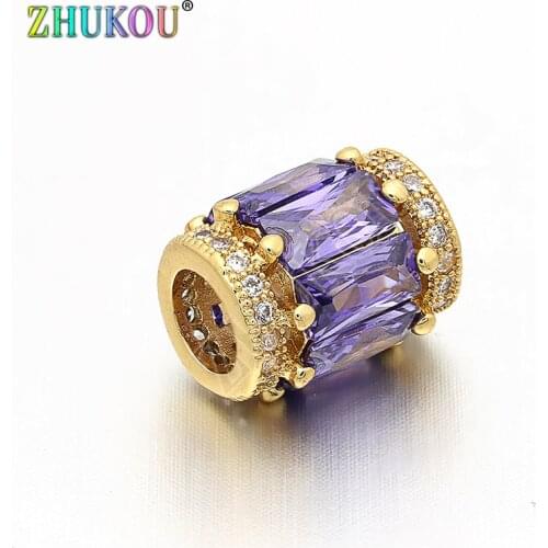 9*12mm Brass Cubic Zirconia Charms Beads DIY Women Necklace Pendant Jewelry Accessory Findings, Hole:4.8mm, Model: VZ95