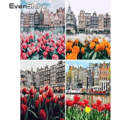 EverShine Diamond Embroidery Scenic Picture Of Rhinestones 5D DIY Diamond Mosaic Building Cross Stitch Art Painting Home Decor