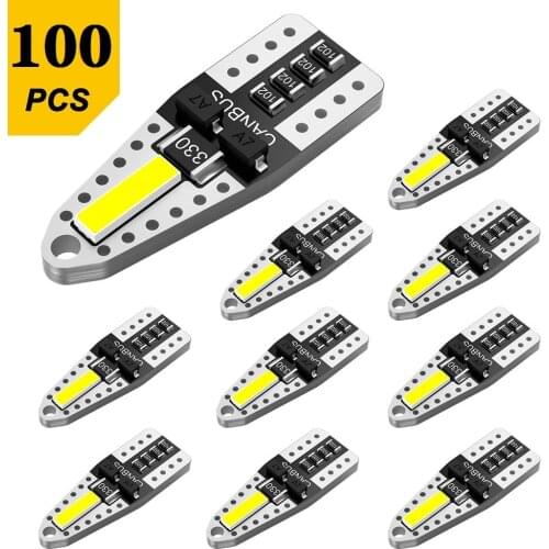 AUXITO 100Pcs W5W T10 LED Canbus Light Bulbs For BMW VW Mercedes benz Car Interior Dome Trunk Lamp Parking Lights Error Free 12V