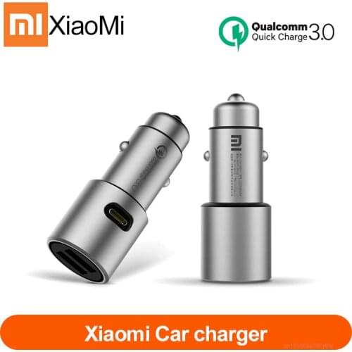 Xiaomi mi Car Charger Mi Quick Charge 18W QC 3.0 Dual USB Max 36W 5V/3A 9V 2A Metal For iPhone Samsung Huawei oppo vivo