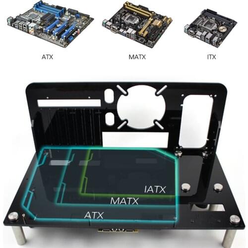 Computer Gaming Case ATX Micro ATX ITX Motherboard PC Cases DIY Mini Open Acrylic + Metal Frame Desktop Cases