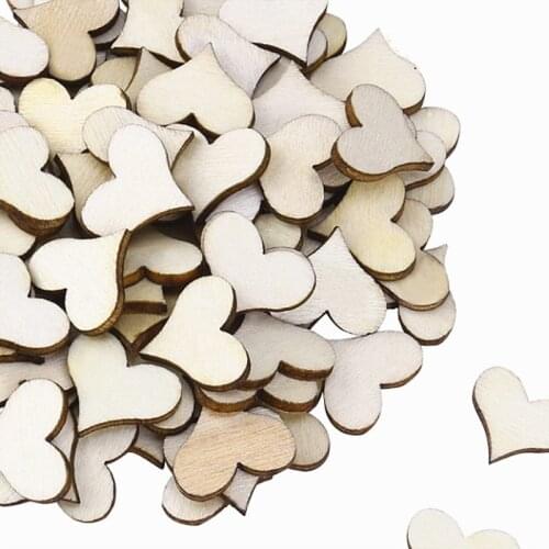 100 PCS wooden button pieces heart shaped environmental protection decorative wood pieces wood crafts