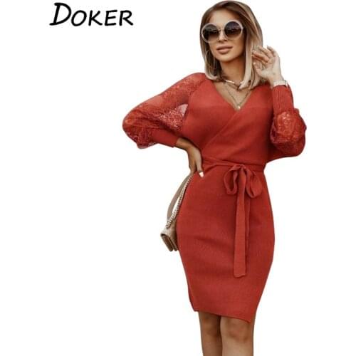 Модные трикотажные платья Doker China At AliExpress