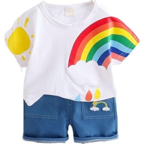 Summer Children Cotton Baby Boys Girls Clothes Printed T Shirts Shorts 2Pcs/sets Infant Kids Fashion Toddler Clothing Tracksuits