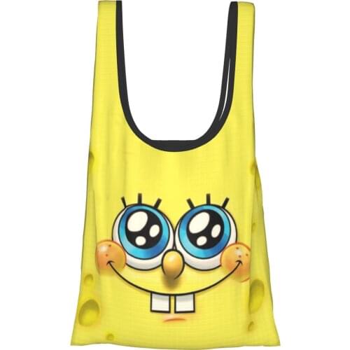 Sponge Baby Bag Woman Shoulder Fold eco-friendly Bag cartoons Anime Ins tote Bag