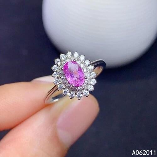 KJJEAXCMY fine jewelry natural pink sapphire 925 sterling silver noble new women adjustable ring support test