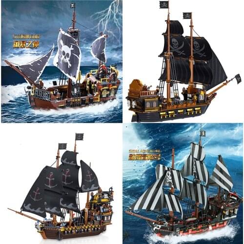 Black Pearl Ship Blocks 1000+ PCS Model building Bricks Kits Pirates of Caribbean Ghost Corsair sets Creative Expert corsair toy