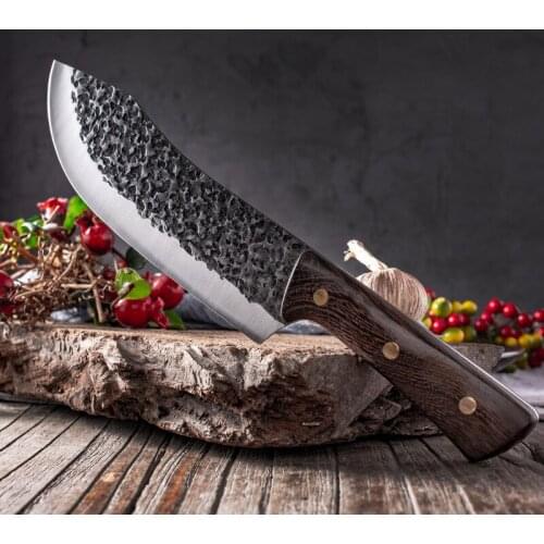SHUOJI Handmade Forged Boning Knife Stainless Steel Butcher Knives Slaughter Meat Pork Lamb Knife 5Cr15 Non-stick Blade Knife