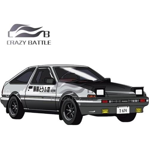 Crazy Battle 13 x 5.5cm for Initial D Decal Laptop RV Car Sticker Windows Occlusion Scratch Personality Car Styling Decoration