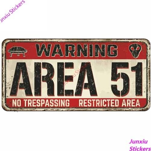 Area 51 No Trespassing Personality Surfboard Bumper Car Stickers Windows Cartoon Anime Laptop Scratch-Proof Decoration KK14*7cm