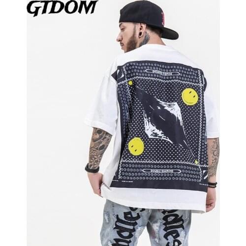 GTDOM Men Tide Cards Vintage Smiling Kerchief Print Short Sleeve T-Shirt 2021 Summer New O-Neck Casual Short Sleeve T-Shirt