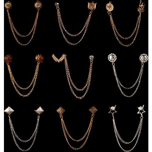 2020 New Fashion Bird Brooch Star Crystal Tassel Chain Lapel Pin Suit Shirt Fashion Clothing Brooches for Women Men Accessories