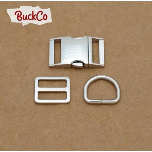 25mm Silver(metal buckle+Tri-Glid+D ring/set)for DIY student bags belts handmade dog collar webbing sewing premium accessory