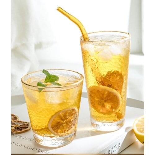 Light luxury gilt edged hammer glass set household women drinking cup simple heat resistant juice cup coffee cup milk tea cup