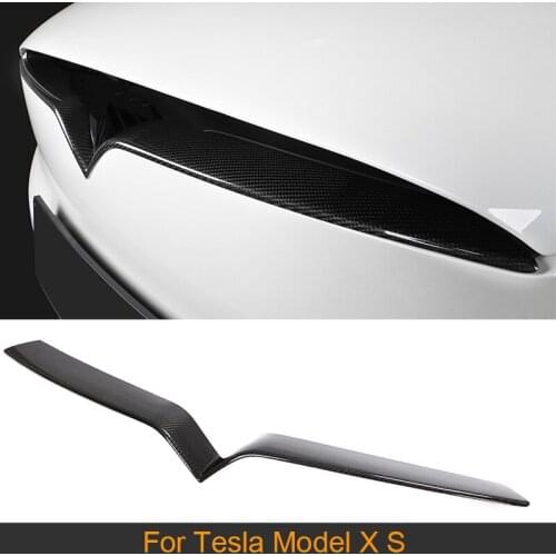 Car Front Grill Trim Cover For Tesla Model X S 2016 - 2019 Front Bumper Grill Mesh Cover Trim Decoration Carbon Fiber