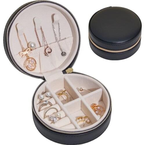 New Portable Leather Jewelry Box Princess European Korean Simple Small Mini Earrings Rings Storage Case Hot Sell