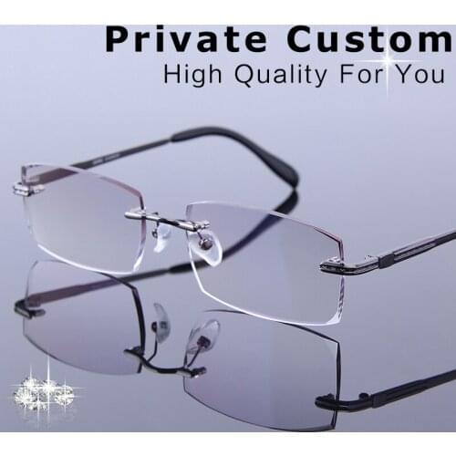 New Customrized Optical Glasses Men Rimless Frames Korean For Progressive Glasses Male Prescription Spectacle For Presbyopia
