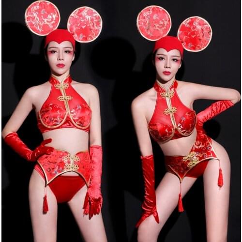 New Nightclub Sexy Bosy Suit Bikini Performance Clothes New Spring Festival Gogo Dance Clothing Jazz Dancwear Stage Show Costume
