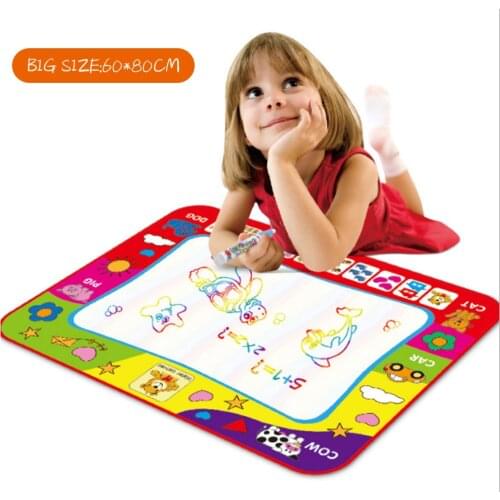 60*80CM Educational Toy Kids Crafts Magic Water Drawing Mat Doodle Water Pen Drawing Board Coloring Water Painting Games