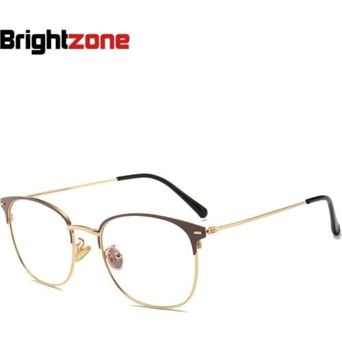 Brightzone New Anti Blue Light Glasses Frame Man Metal Round Eyeglasses Computer Radiation Student Optical Women Clear Spectacle