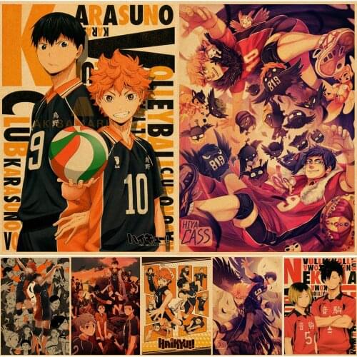 Japanese Anime Haikyuu Poster Vintage Cartoon Kuroo Kraft Paper High Quality Home Art Print Wall Sticker Decoration Painting