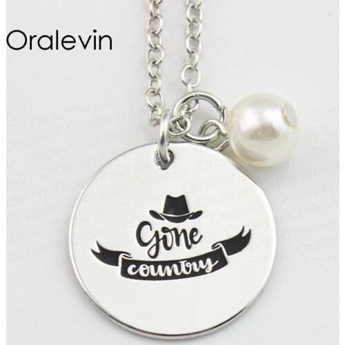 GONE COUNTRY Inspirational Hand Stamped Engraved Charms Custom Pendant Necklace for Women Fashion Gift Jewelry,10Pcs/Lot, #LN842