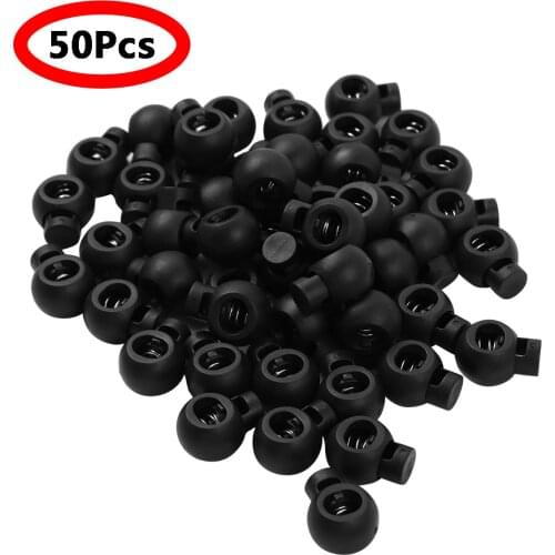 50Pcs Plastic Toggle Single Hole Spring Loaded Elastic Drawstring Rope Cord Locks Clip Ends Bag Luggage Lanyard Stopper Buttons