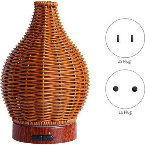 Essential Oil Diffuser, Rattan Ultrasonic Diffuser 100Ml Cool Mist Humidifier,15 Lighting Modes For Room,Office