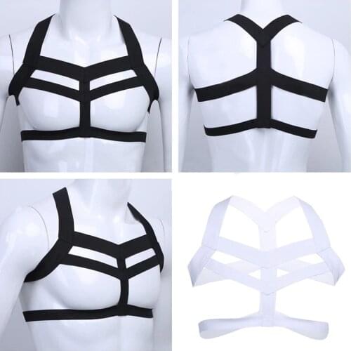 Sexy Men Sissy Lingerie Body Chest Harness Bondage Belt Costumes Arm Sleeve Halter Neck Clubwear Hollow Out Clothes Exotic Tanks