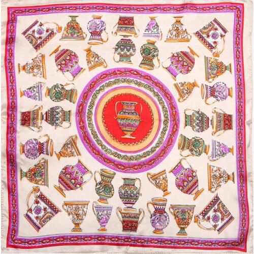 Natural Silk Scarf Women Bandana Female Vase Hair Scarf for Women Silk Headband Womens Square Silk Head Scarf Face Mask Scarf