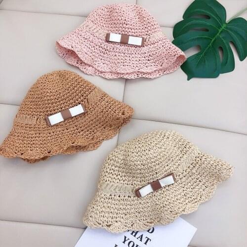 2020 Baby Hat Summer Straw Hat For Kids Sun Hat Child Beach Cap Baby Girl Boy Foldable sun block UV protection Panama hat bone