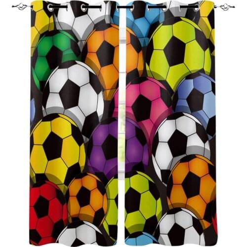 Socccer Football Cartoon Colorful Window Curtain for Kids Room Bedroom Curtain for Girls Colorful cortinas