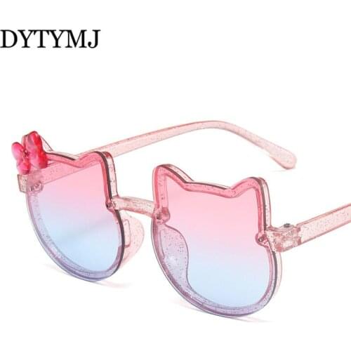 DYTYMJ Cute Cat Children Sunglasses Fashion Shades Glasses for Kids Cute Cartoons Glasses Gradient Mirror Gafas De Sol Wholesale