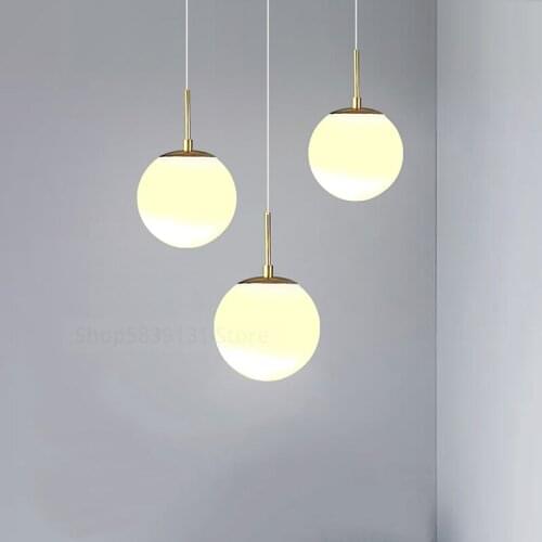 Modern Glass Ball Pendant Lights Bedside Hanglamp Bedroom Lamp Kitchen Hanging Lamps Nordic Loft LED Suspension Lighting Fixture