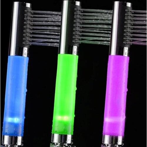 Led shower Head Handheld Shower Temperature Sensor 4 Light of Green Blue Pink White Optional Showerhead Torneira Torneiras