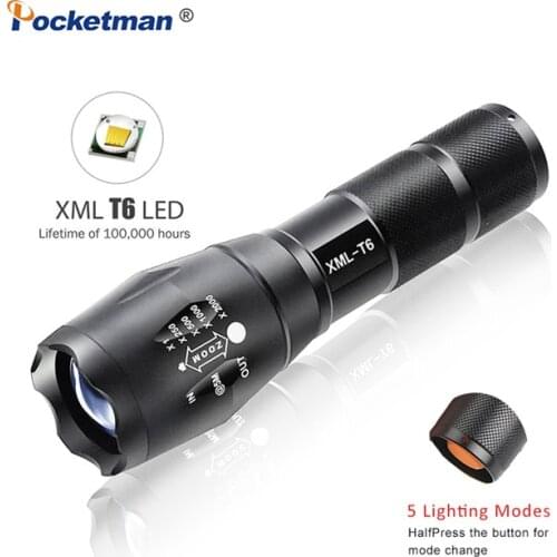 Led taschenlampe 7200LM 5-Mode linterna XM-L T6 LED Flashlight Zoomable Focus Torche zaklamp hand Light by 18650 or 3*AAA