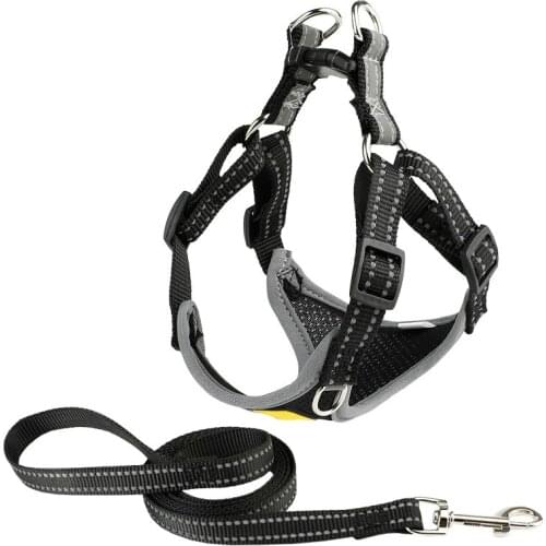 Reflective Nylon Large Pet Dog Harness and Leash Set Adjustable Mesh Cat Dog Walking Harness Leads For Small Large Dog