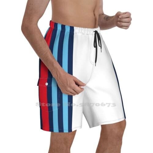 Single Martini Stripe Loose Thin Beach Sports Shorts Martini 1 Williams Ferrari Mclaren Lotus Sauber Manor Marussia Force India