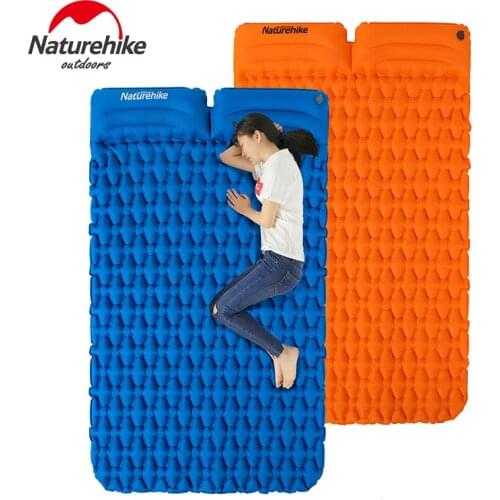 Naturehike Outdoor 2 Person Camping Mat Egg Slot Inflatable Mattress Ultralight Tent Bed Sleeping Pad with Air Inflating Bag
