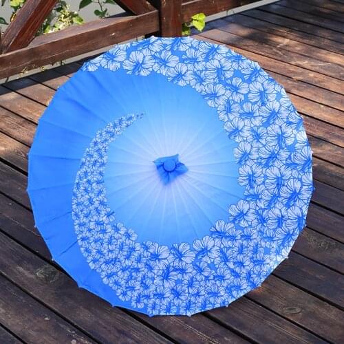 Japanese Red Blue Cherry Blossoms Oiled Paper Umbrella Japan Antique Gentle Wind Decoration Silk paraguas guarda chuva sombrilla