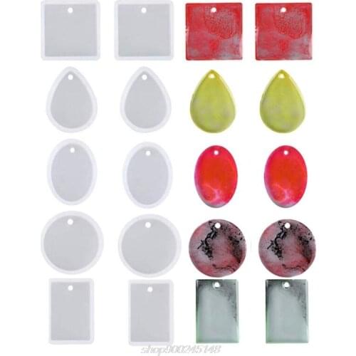 Jewelry Casting Molds Silicone Pendant Mold Resin Molds with Hanging Hole Making DIY Craft Tools - 10 Pcs F04 21 Dropship