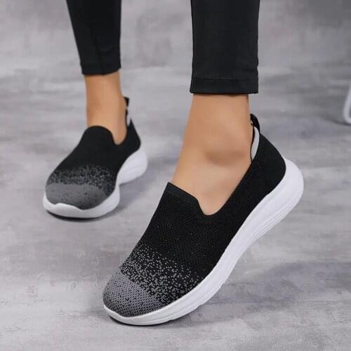 Womens Casual Shoes Flying Woven Shoes Super Light Sneakers For One Foot In Large Size Moms Shoes And Walking Shoes